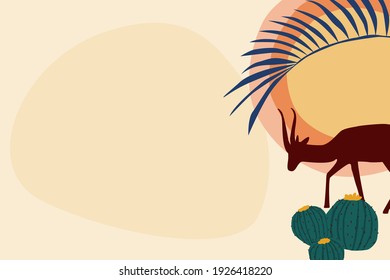 African antilope pattern background. Antilope silhouette for design travel agency poster, birthday party invitation, greeting card, souvenir shop poster etc