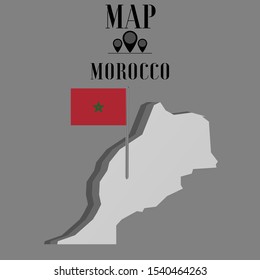 African, Arab Morocco outline world map silhouette vector illustration, creative design background, national country flag, objects, element, symbols from countries all continents set. 
