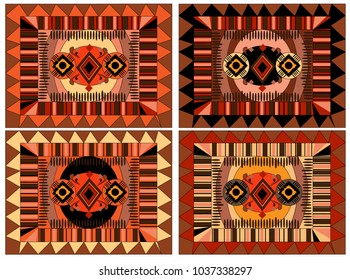 African and Arabic pattern, ornament of brown and orange colors. Ornament for carpets or other products, background images. Vector illustration
