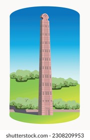 African architecture. Old monument obelisk of Axum (Ethiopia). Vector illustration