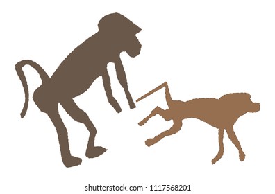 African Art Baboons Vector Design