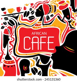 African Art Cafe, Africa Restaurant (Vector Art)