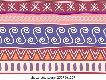 African art decoration tribal geometric, drawing of ancient ethnic traditional symbols and ornate.