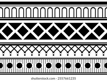 African art decoration tribal geometric, drawing of ancient ethnic traditional symbols and ornate.