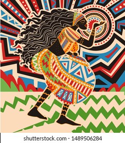 African Art Rumba Woman Kissing Dancer