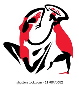 African Art, Woman dance in Red (Vector Art)