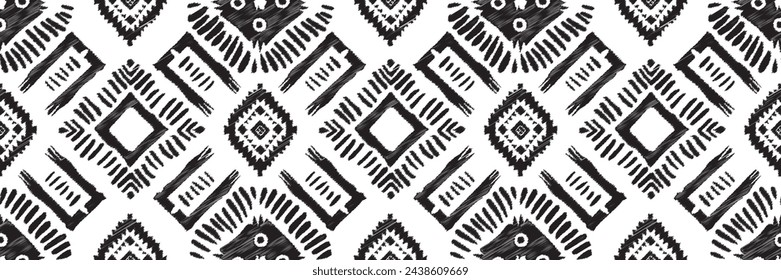 African Aztec Doodle Ethnic Grunge Mexican Pattern.Tribal Drawing  Geometric Navajo Abstract Peru.Drawn Native American Graphic Indian Stripe Handmade Mexico Wallpaper Art Print Textile Fabric 