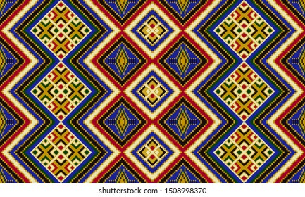 African, Aztec geometric seamless pattern. Kente cloth. Ethnic colorful print.