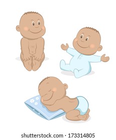 African baby boy vector set