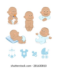 African baby boy vector set