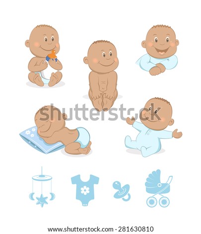 African baby boy vector set