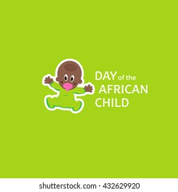 African baby day logo. Black newborn logo. Help children logotype.