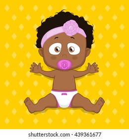 African baby with diaper and pacifier.