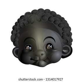 African baby face funny vector illustration on white background