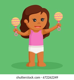 african baby girl with toys