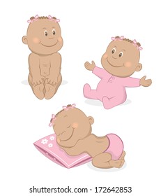 African baby girl vector set