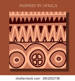 African background, flyer with grunge tribal traditional pattern. Conceptual design, Ethnic ornament. Warm browns. Trend illustration.