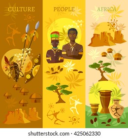 African banner Africa culture and traditions people tribe vector illustration 