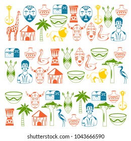 African banners. Africa icons and design elements for banners, posters, backgrounds.  