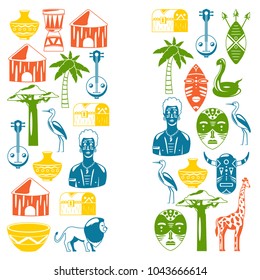 African banners. Africa icons and design elements for banners, posters, backgrounds. 