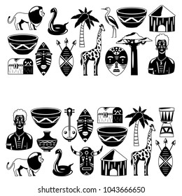 African banners. Africa icons and design elements for banners, posters, backgrounds. 