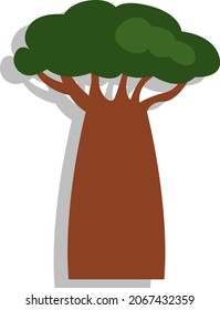 African baobab, illustration, vector, on a white background.