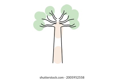 African Baobab tree icon flat design on white background. Simple vector illustration