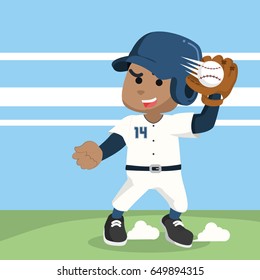 african baseball player catching ball