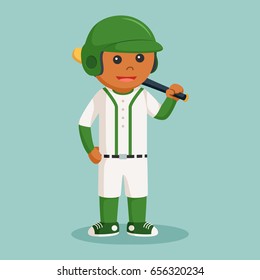 african baseball player with stick 