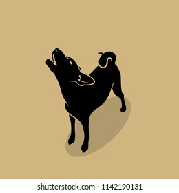African Basenji dog howling - isolated vector illustration