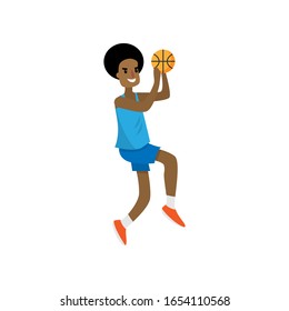African basketball player try to jump to high basket