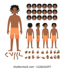 African Beach Boy Character Set Full Stock Vector (Royalty Free ...