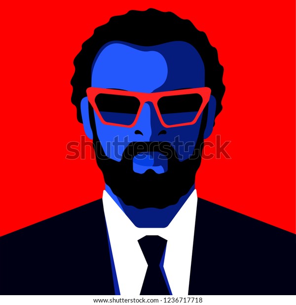 African Bearded Man Wearing Suit Tie Stock Vector Royalty Free