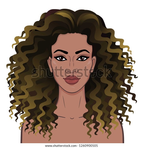 African Beauty Animation Portrait Young Beautiful Stock Vector (Royalty ...