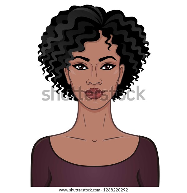 African Beauty Animation Portrait Young Beautiful Stock Vector (Royalty ...