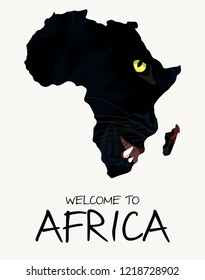 African  black panther map illustration