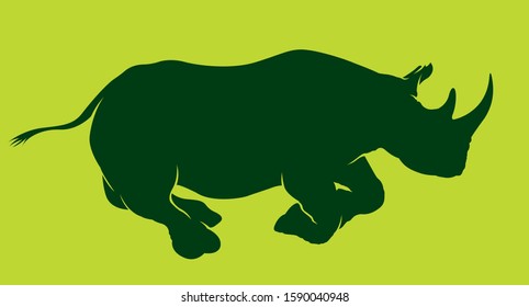 African Black Rhino on coloured background