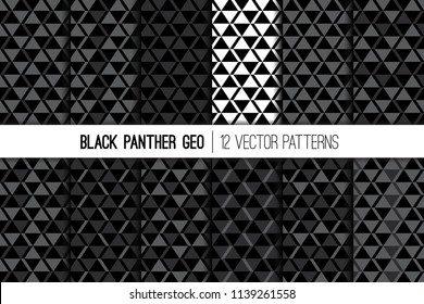 African Black, White and Charcoal Gray Geometric Vector Patterns. Futuristic Fabric Texture. Ethnic Textile Print. Modern Tribal Background. Repeating Tile Swatches Included.