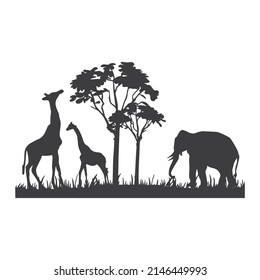 African Black White Tree Line Art Stock Vector (royalty Free 