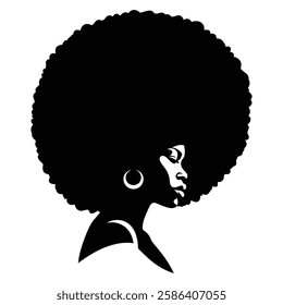 African Black Woman Afro Silhouette vector with white background