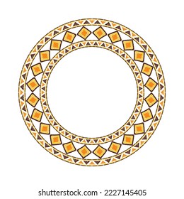 African border frame pattern. Tribal circle texture. Raffia ethnic template for logo or label. Boho Coffee menu design.