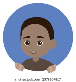 African boy avatar. Vector flat illustration. Cartoon people design. Suitable for animation, using in web, apps, books, education projects