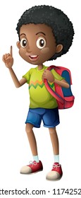 An african boy with backpack illustration