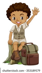 African Boy In Camping Suit Illustration