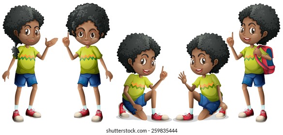 African boy with different positions