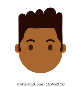 african boy head with facial emotions, avatar character, man surprised face with different male emotions concept. flat design.