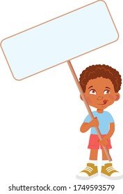 African Boy holding banner. Vector illustration