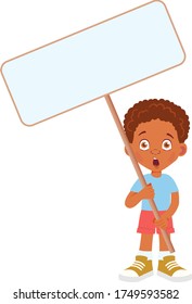 African Boy holding banner. Vector illustration