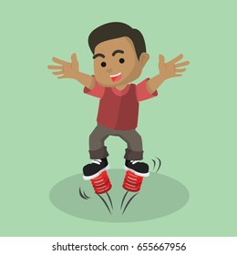 african boy jumping spring
