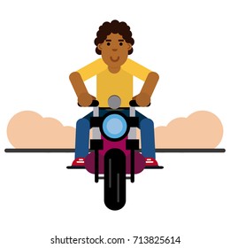 African boy riding a motorbike